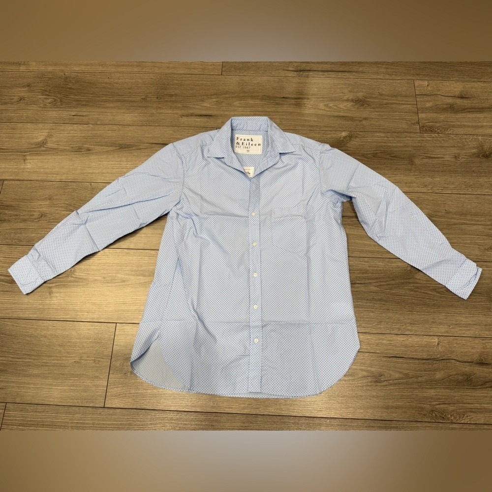 Frank & Eileen Boyfriend Cotton Button-Up Shirt BLUE DOT NEW Sz XS